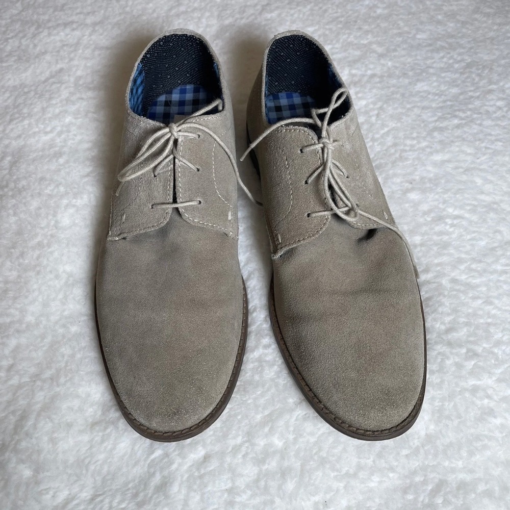 Ben Sherman Derby Shoes Mens 10.5 (L) Lace Up Suede Taupe Grey Solid